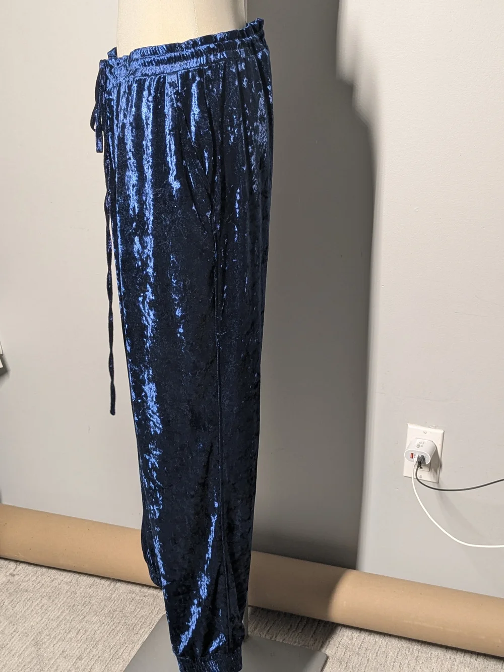 C by One Shimmery Navy Crushed Velvet Pull-On Pants - Picture 10 of 16